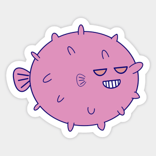 Kawaii Cute Grinning Pufferfish, Pufferfish Lover Sticker